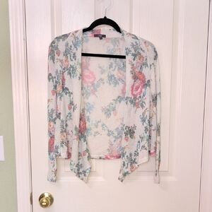 Floral Print Open-Front Cardigan